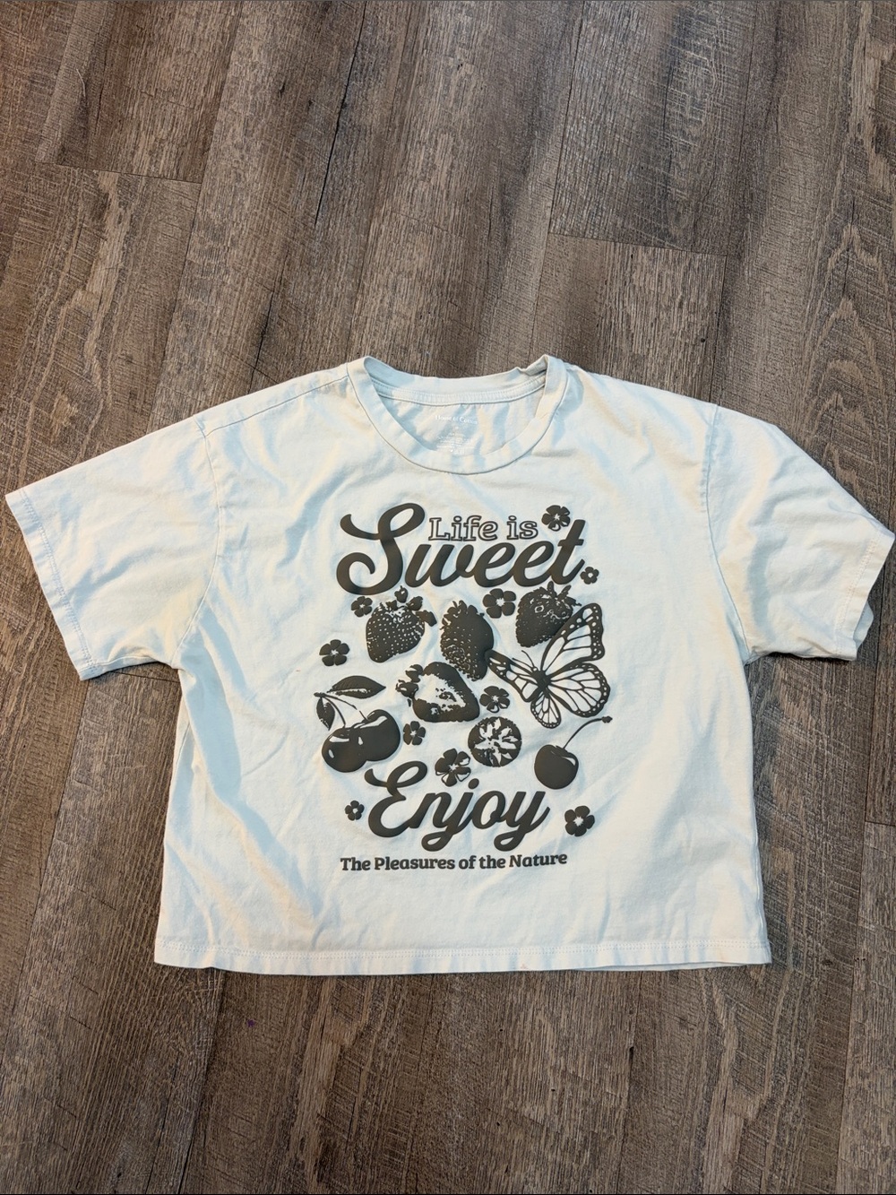 Life is Sweet Enjoy Graphic Crop Tee - light blue